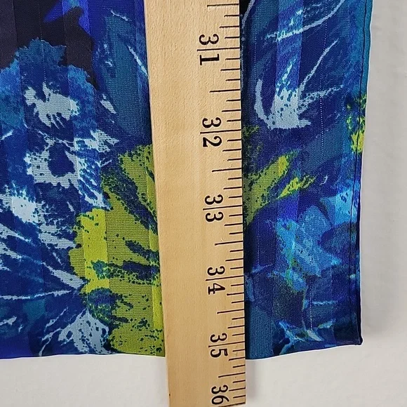 Infinity Circular Scarf Blue, Yellow & Black Floral Print 70 X 20 - Picture 5 of 7